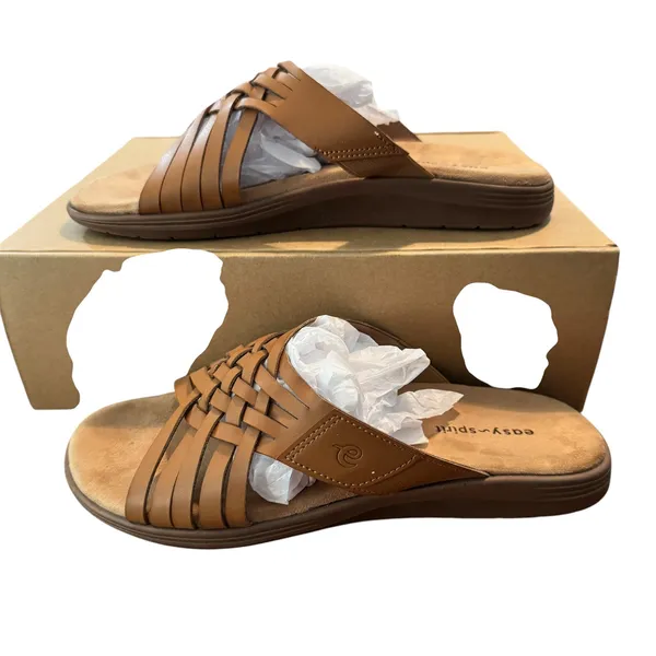 Easy Spirit Seeley Tan‎ Brown Woven Multi Strap Slide Sandals Womens 8.5 M - Image 7