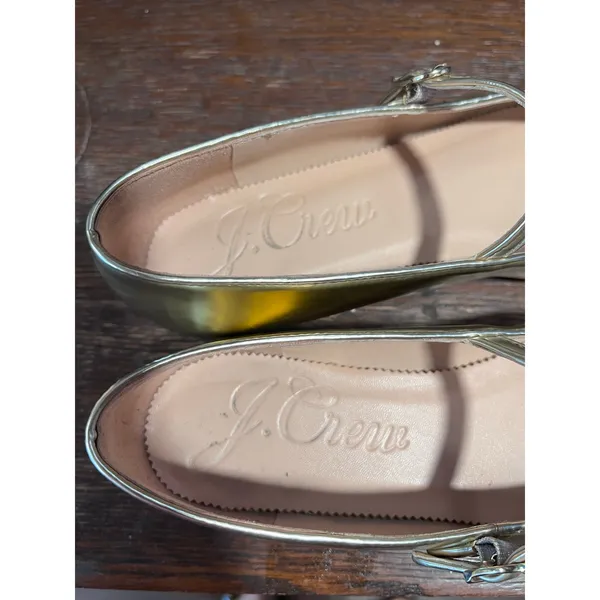 J.Crew Metallic Gold Square Toe Mary Jane Ballet Flats Size 7 - Image 10