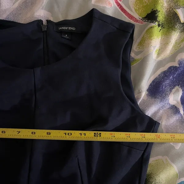 Lands' End Women's Navy‎ Blue Sheath Ponte Knit Sleeveless Dress Size 4 - Image 7