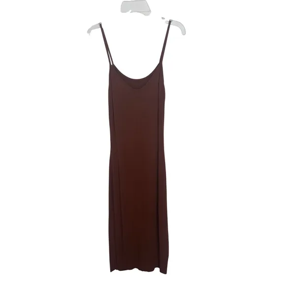 Fore Brown Mesh Sheer Long Sleeve Mock Neck 2 Piece Dress M Layered - Image 3