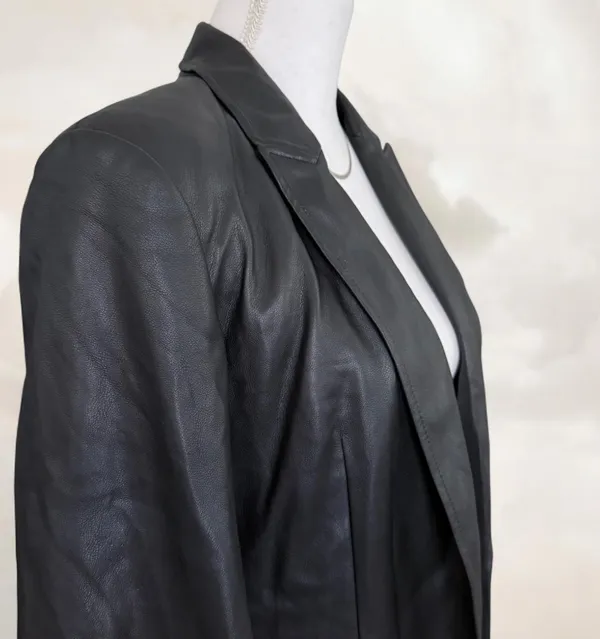 Express Black Faux Leather Blazer - Image 4
