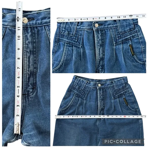 Rockies Vintage Western High Waist Bareback Pleated Denim Jeans 9/10 (26 x 34.5) - Image 10