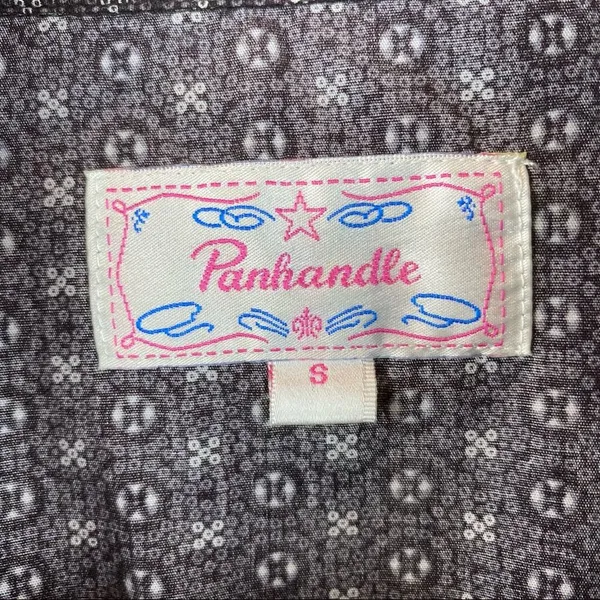 Panhandle Gray & Black Print Pearl Snap Long Sleeve Western Cowgirl Rodeo Top S - Image 6