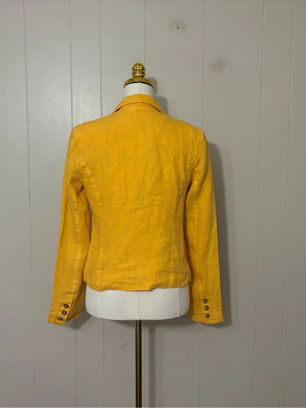 Sundance Pippa Cropped 100% Linen Blazer Sunset Yellow Size XS - Image 7