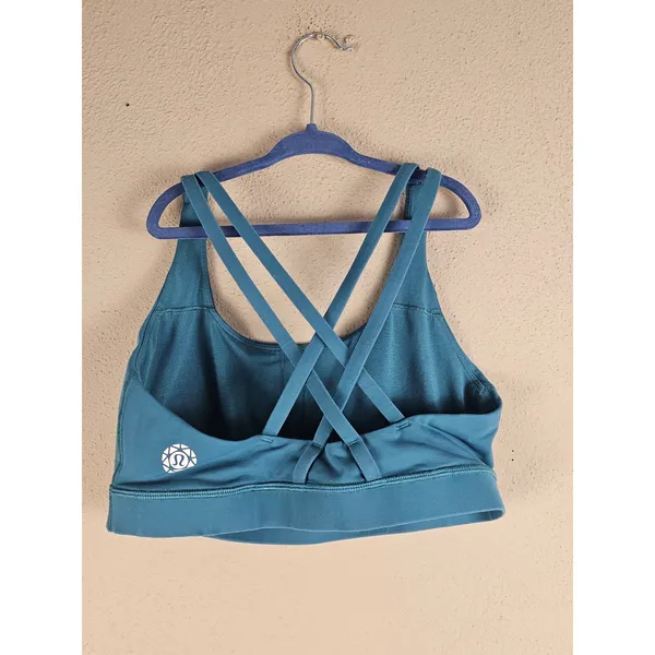 Lululemon Womens Teal Seawheeze Pushing‎ Limits Bra 8 - Image 2
