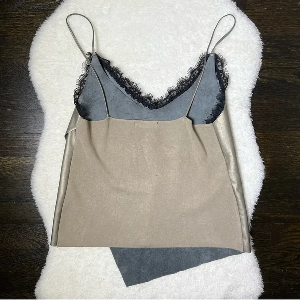 Zara Faux Leather Lace Trim Knit Back Cami - Image 8