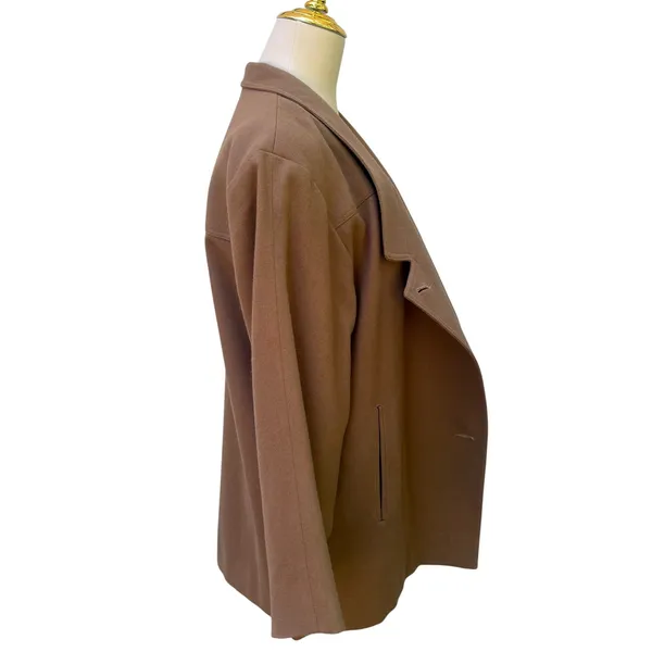 VTG Samuel Martin Pure Wool Coat 4 Tan Double Breasted Shawl Collar Flag Line‎ - Image 6