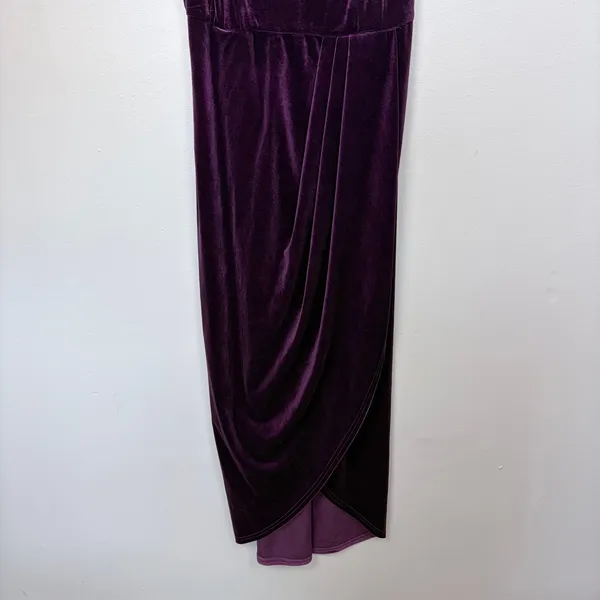 Lulus‎ Velvet Tulip Hem Maxi Dress Purple Romantic Evening Cocktail Size Large - Image 4