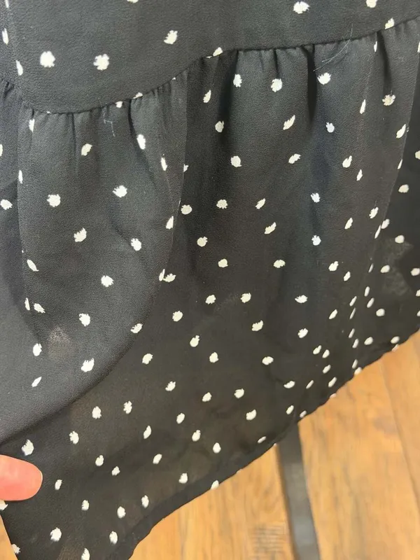 Abercrombie & Fitch Black Polka Dot Tie-Strap Ruffle Midi Dress - Image 7