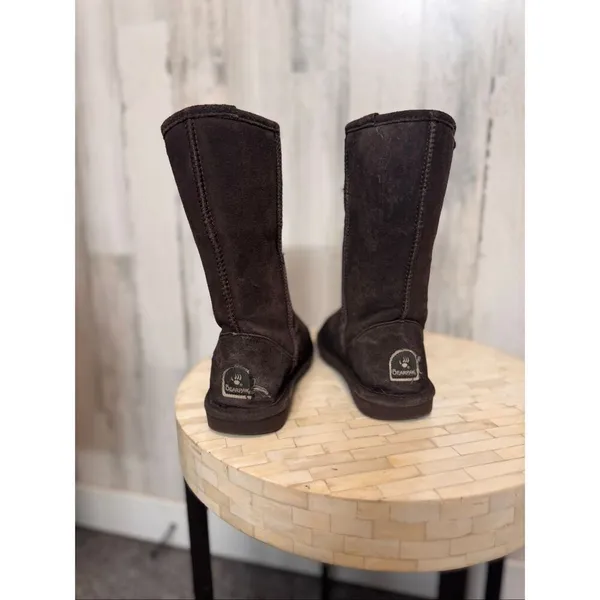 Bearpaw Brown Suede Mid Calf Shearling Winter Boots Womens Size 7 Cozy Fur Lined - Image 5