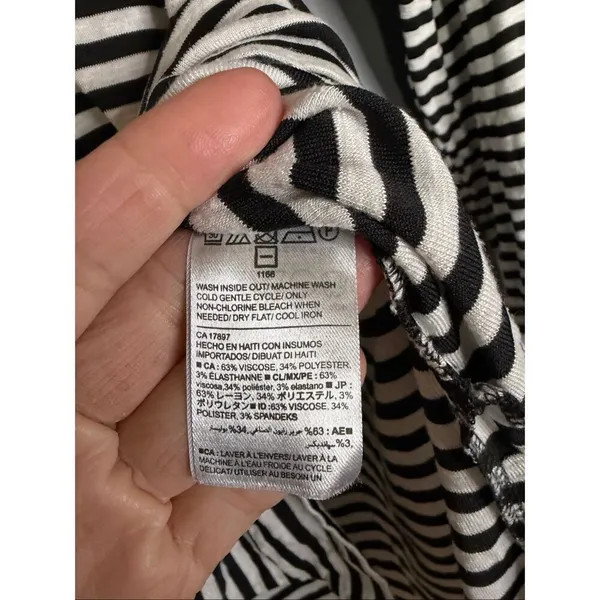 Old Navy Black And White Striped Long Sleeve Tunic Dress Shirt Medium - Image 5