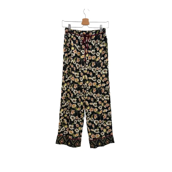 Bed To Brunch Floral Wide Leg Crop Pull‎ On Lounge Pajama Pants Boho XS - Image 2