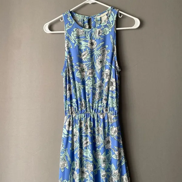 H&M sz‎ 2 blue green halter floral boho maxi sundress - Image 2