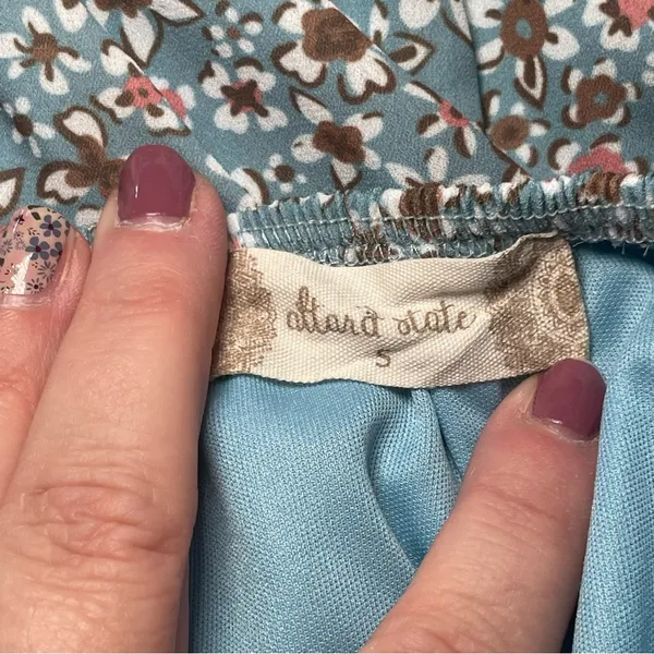 Altar’d State Blue Floral Milkmaid Peasant Dress Elastic‎ Waist Ruffle Small - Image 6