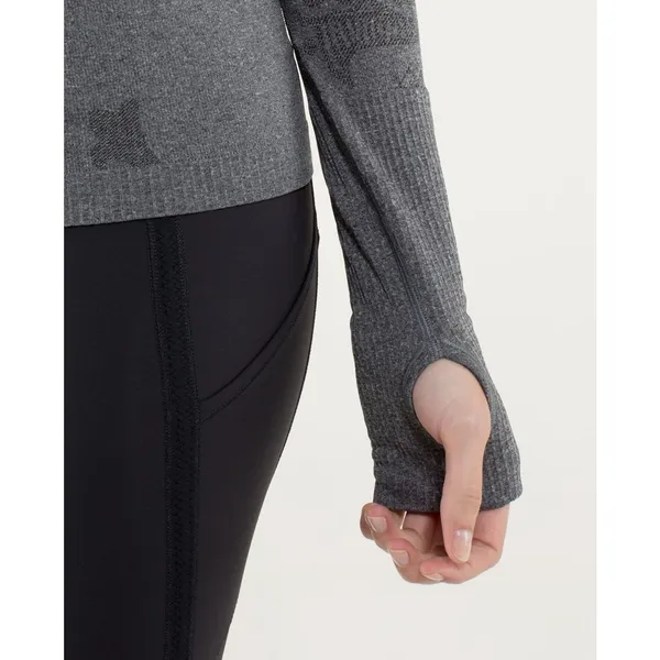 Lululemon Running Shirt Womens 12 Long Sleeve Paisley Gray Black Limited Edition - Image 5