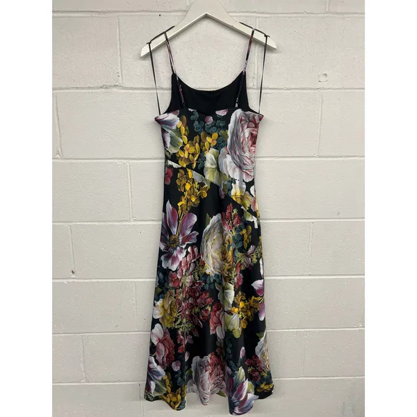 NWT Express Sz XS Cocktail Floral Satin Scoop Neck Downtown Cami Midi Slip Dress - Image 3