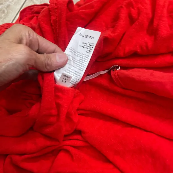 Free People Red Linen Blend Smocked Button Front Tunic Top boho Womens Small - Image 8