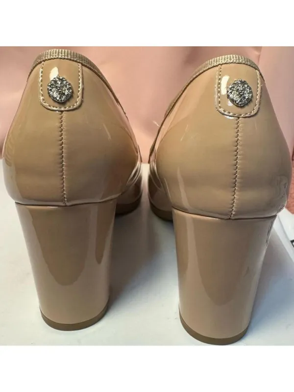 AK Anne Klein iFlex Nude Patent Block Heel Pumps Classic Comfort Heels - Image 6