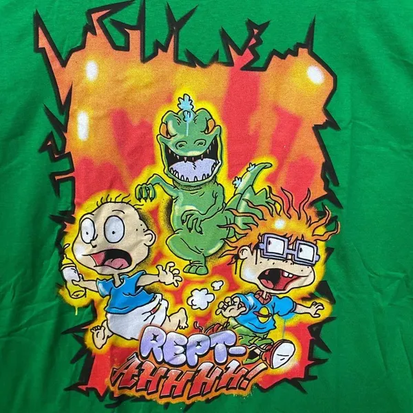 Nickelodeon Rugrats Reptar Rept-Aah! Tommy & Chucky Green T-Shirt XL - Image 2