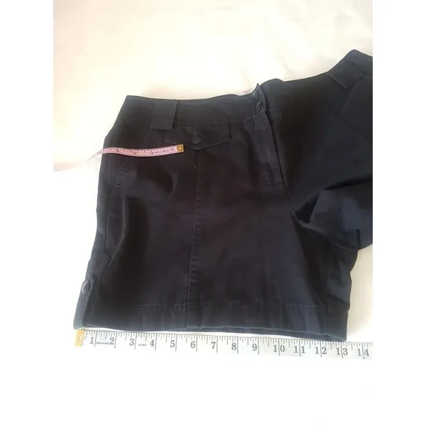 Loft Womens Shorts Size 14 Black Button High Rise Ann Taylor 5" Inseam Cotton - Image 12