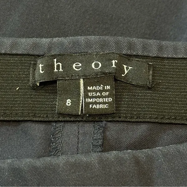 Theory Women’s Size 8 Navy Blue Thaniel Approach Cotton Stretch Trousers Pants - Image 7