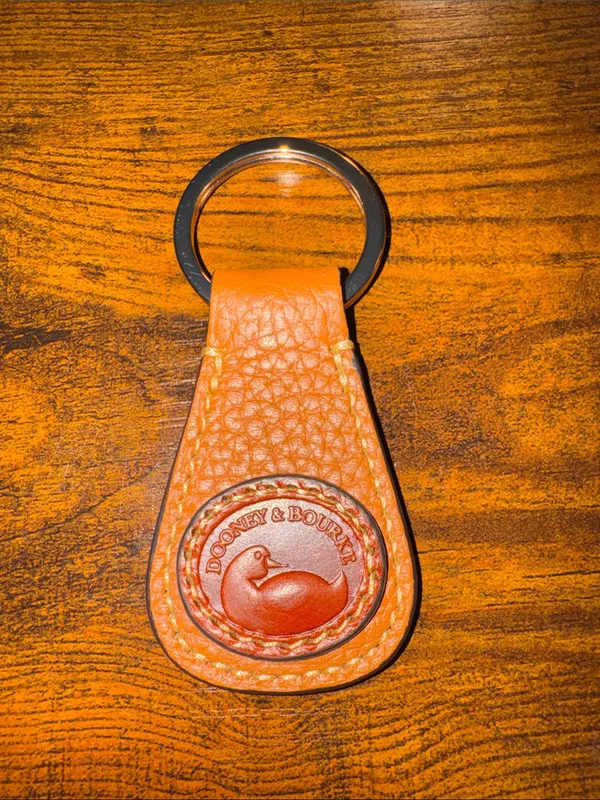 Dooney & Bourke Tan and Chestnut Pebbled Leather Key Fob - Image 4