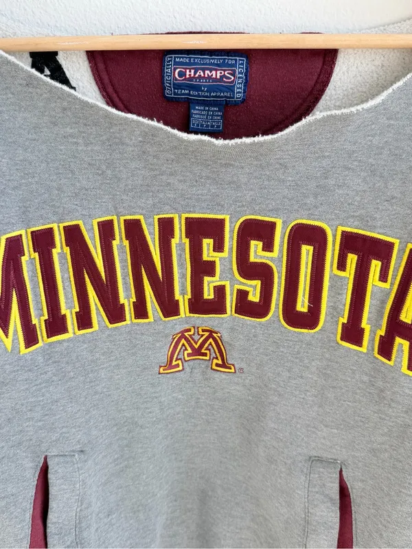 Minnesota Gophers Off-The-Shoulder Sweatshirt Gray - Image 2