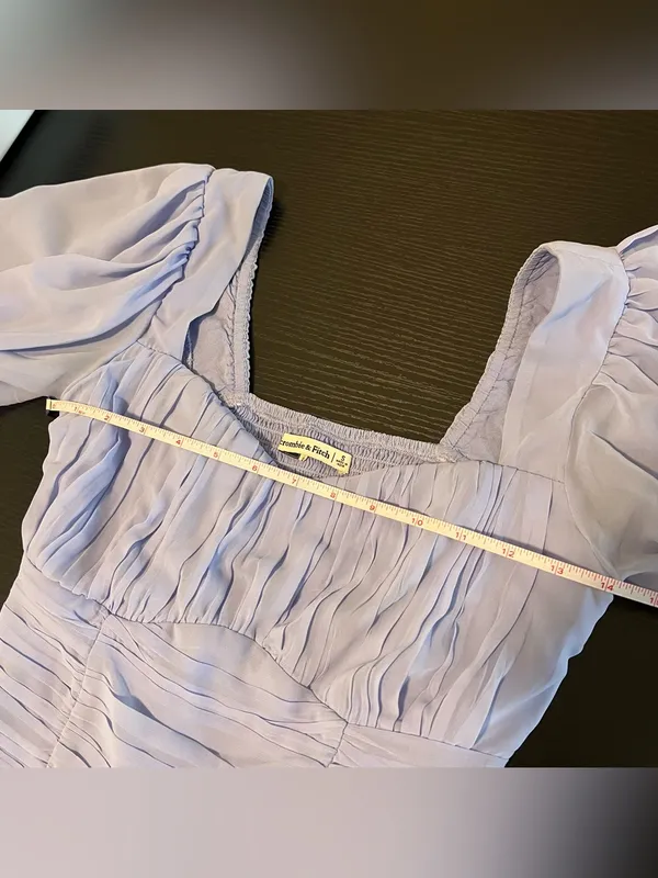Abercrombie‎ & Fitch Blue Puff Sleeve Top Small - Image 8