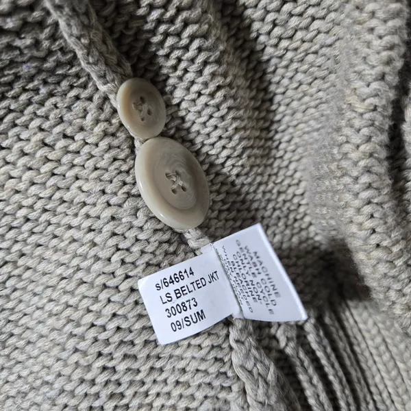Banana Republic Womens Small Beige Organic‎ Cotton Belted Button Knit Cardigan - Image 7