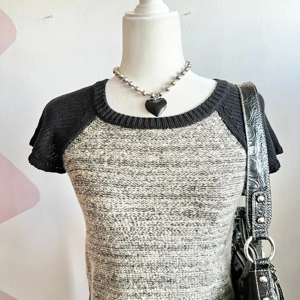 Vintage Gray Sweater Dress Y2K 2000s 90s Retro Indie Sleaze‎ XS - Image 2