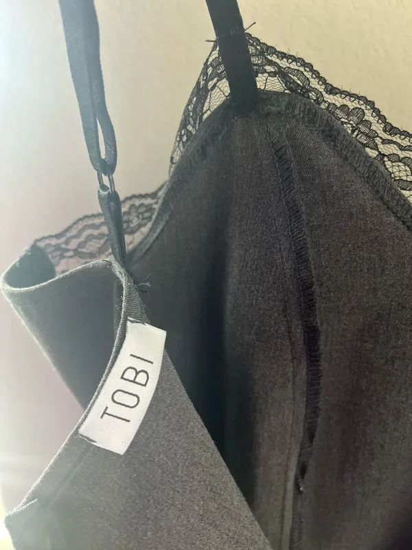 Tobi Grey Lace Trim Dress - Image 5