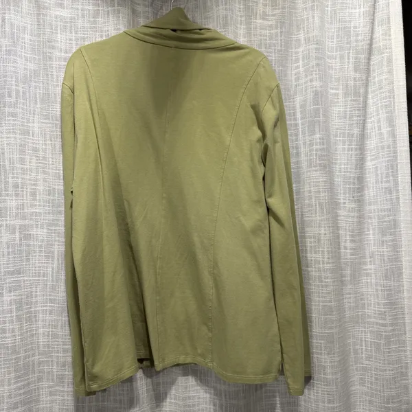 EILEEN FISHER Jacket XL Organic Cotton Blend Jersey Track Zip Green minimalist - Image 3