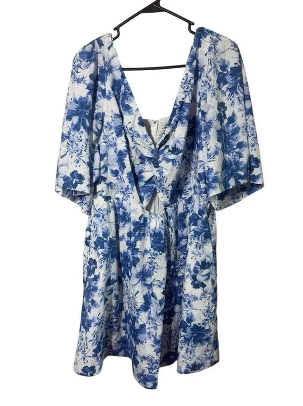 Abercrombie & Fitch Cinch Front Poplin Mini Dress Sz XL - Image 3