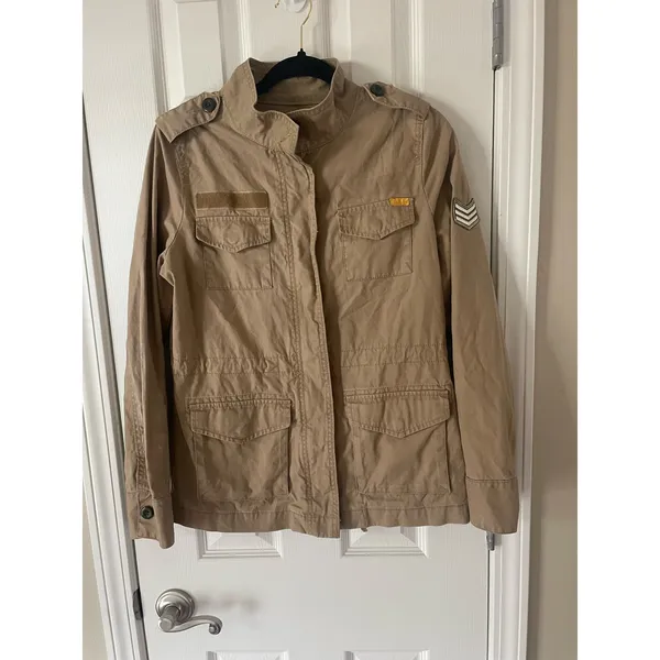 Old Navy Utility Military Tan work Jacket Womens Size S, $32, B53 - Image 4