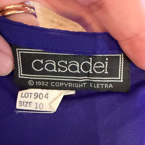 Vintage 1982 Casadei Purple Beaded Chiffon Draped Cocktail Dress Size 10 - Image 10