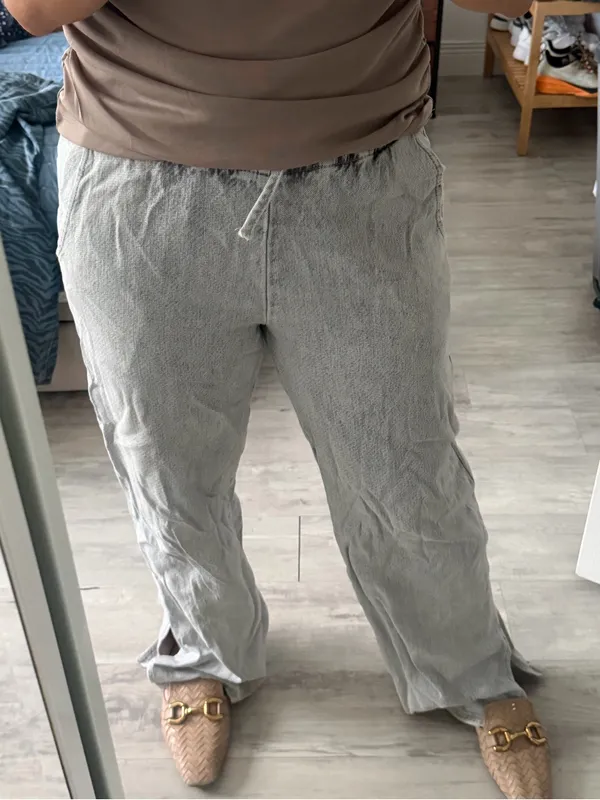 Zara Light Gray Women’s Drawstring denim Joggers - Image 7