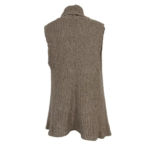 Old Navy Women's M‎ Vintage Knitted Beige Long Vest Cardigan Sweater Wool Blend - Image 4