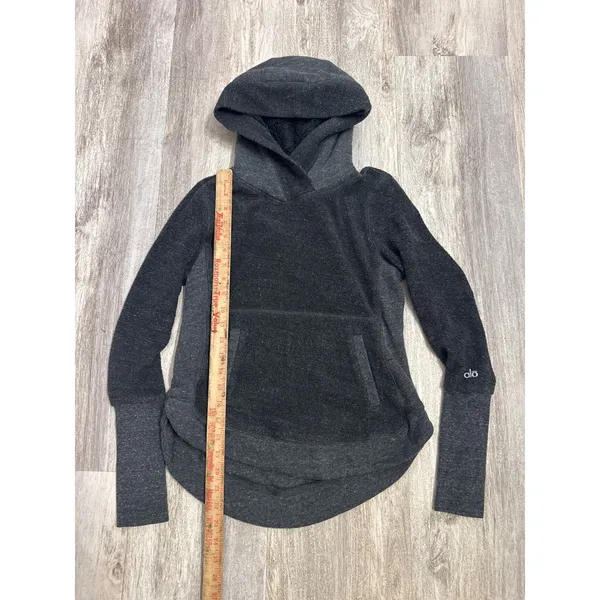 Alo Yoga Charcoal Grey Fleece Lined Hoodie Sweatshirt Women Size Small - Image 4