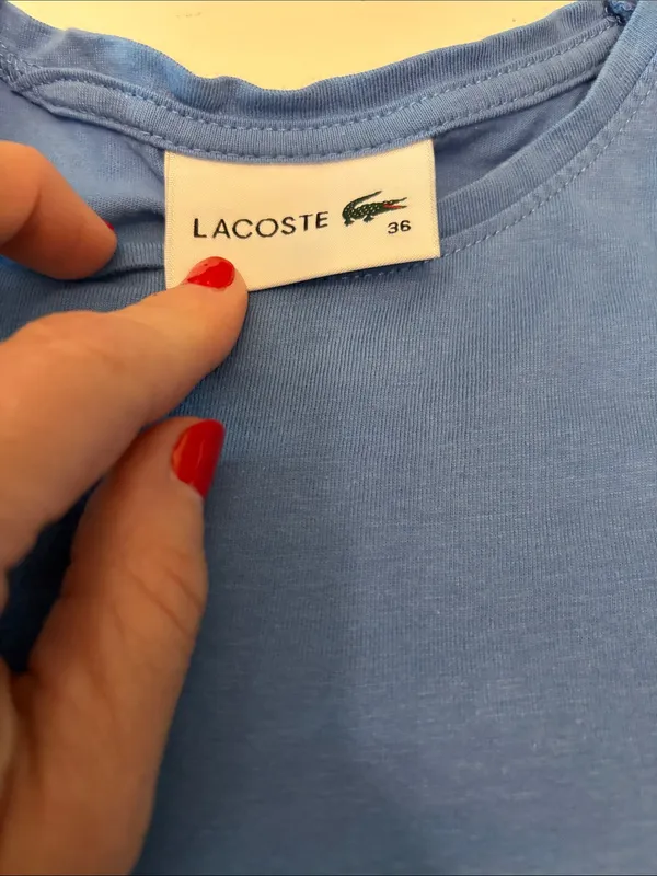 Lacoste ladies blue cotton t size 36 (XS/S) - Image 3