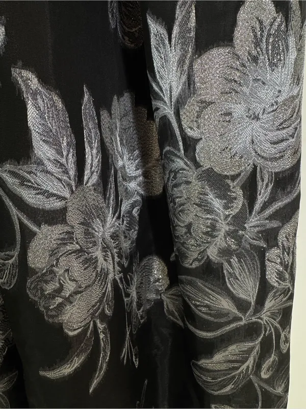 Eliza J Criss Cross Halter Neck Brocade Ling Dress Gown Black Silver Size 4 - Image 8