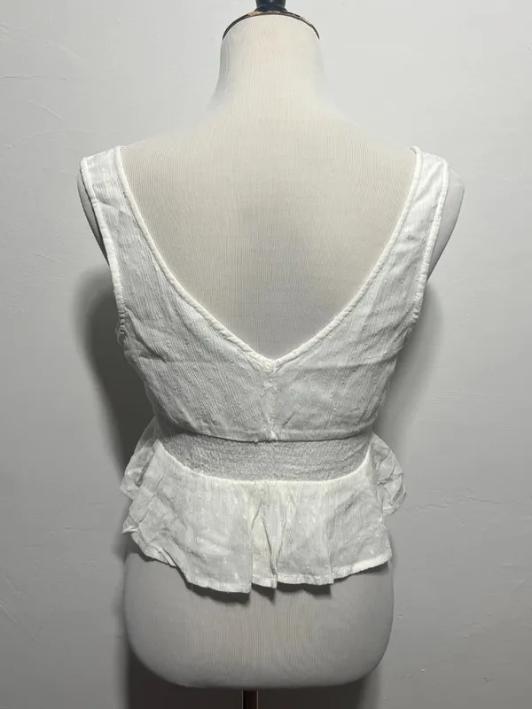 Hollister white smocked peplum crop top - Image 3