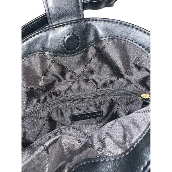Michael Kors Gabby Small Hobo Crossbody Bag Black MK Logo Gold Hardware Purse‎ - Image 6