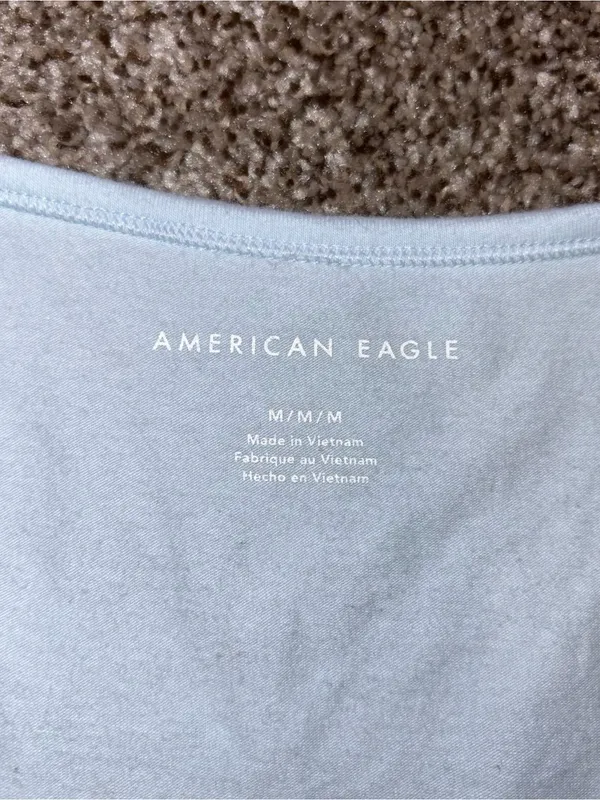 American Eagle Light Blue Tie-Shoulder Scoop Neck Crop Top Medium - Image 2