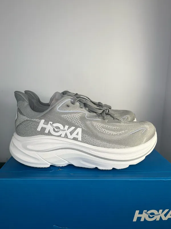 Hoka Clifton 10 Wide Men’s Running Shoes Gray White STLLR Size 8 2E Wide New w/ Box - Image 3