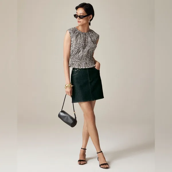 J. Crew Leopard Print Cotton‎ Poplin Hyacinth Top Size Medium - Image 8