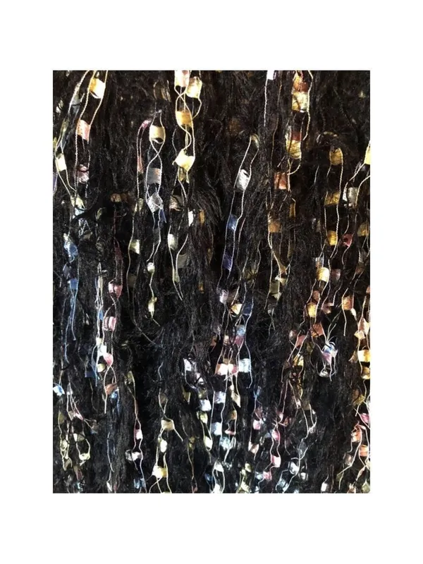 Haptics Long Sleeve Multicolor Fuzzy Fringe SweaterCardigan, Size L, Black Multi - Image 5