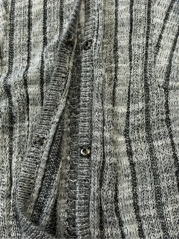 Free People Cotton Blend Heather Gray Longline Ribbed Cardigan Size Medium - Image 5