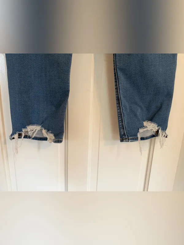 American Eagle Mom Jeans 16 Long High Rise Distressed Stretch‎ Denim - Image 7