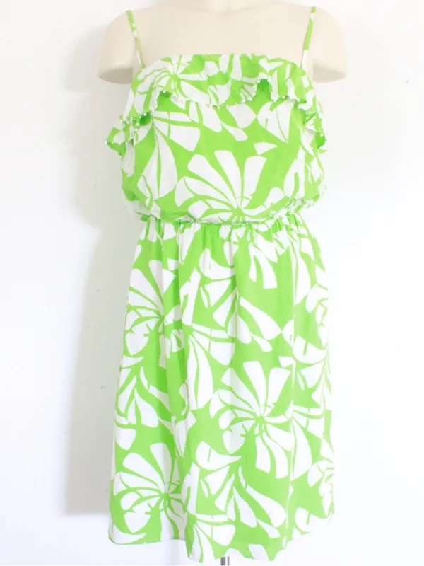 Lilly Pulitzer Darcia Silk Limeade Wishing you were here Green Floral Dress 6 - Image 3