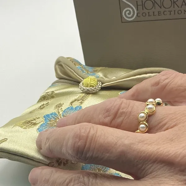 Honora J438011 Cultured Freshwater Pearl Eternity Band Ring 18K Gold Plate Sz 6 - Image 4